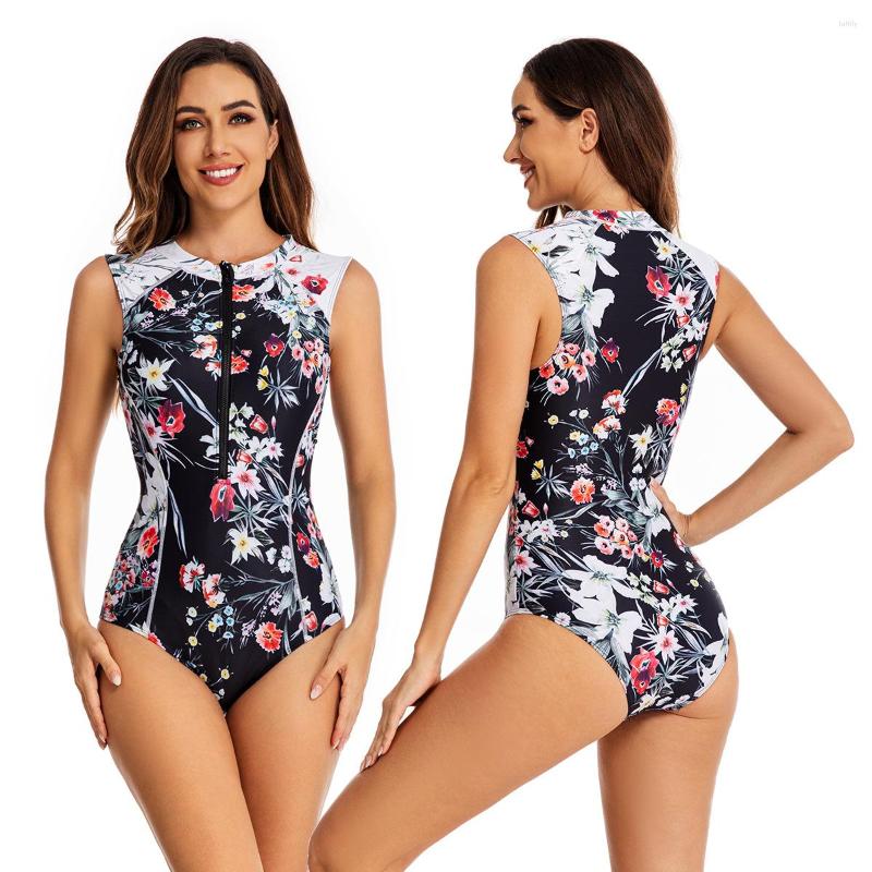 

Women' Swimwear One Piece No Sleeve Swimsuit Women Sport Rash Guards Surfing Suit 2023 Anthletic Printing Beach Bathing, A1