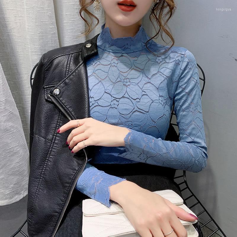 

Women' T Shirts Velvet Half-high Collar Bottoming Shirt For Women 2023 Autumn And Winter Korean Style Wood Ear Loose Warm T-shirt T239, Black