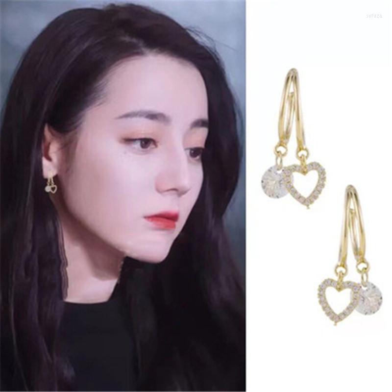 

Stud Earrings Dilraba Same Circle Love Double Layer Women's 2023 Trend Fashion Temperament Exquisite Jewelry