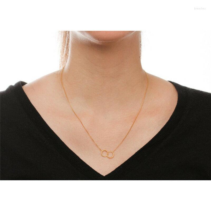 

Pendant Necklaces Fashion Gold Color Wish Necklace Jewelry Double Circle Buckle Short Chain Choker As Gift For Women