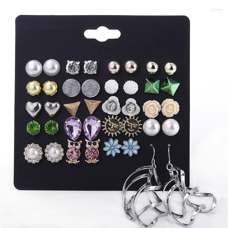 

Stud Earrings Cute Crystal Small Set 20Pairs/set Woman Fashion Female Charm Earring Vintage Jewelry Accessories SY33