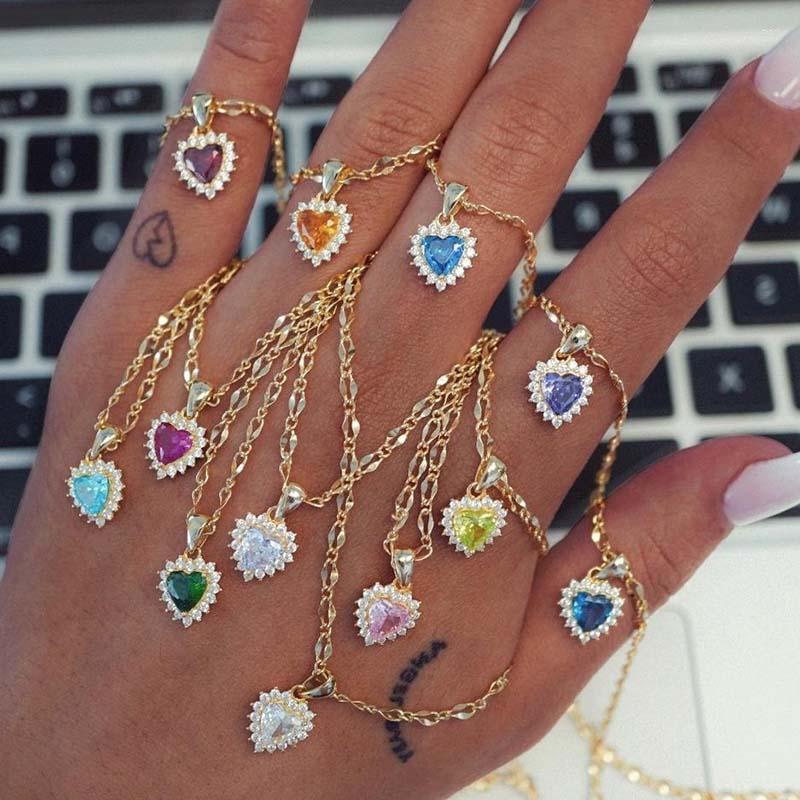 

Pendant Necklaces CRMYA Luxury Cubic Zirconia Titanic Heart Of Ocean Necklace Pendants Silver & Gold Plated Love Wedding Jewelry