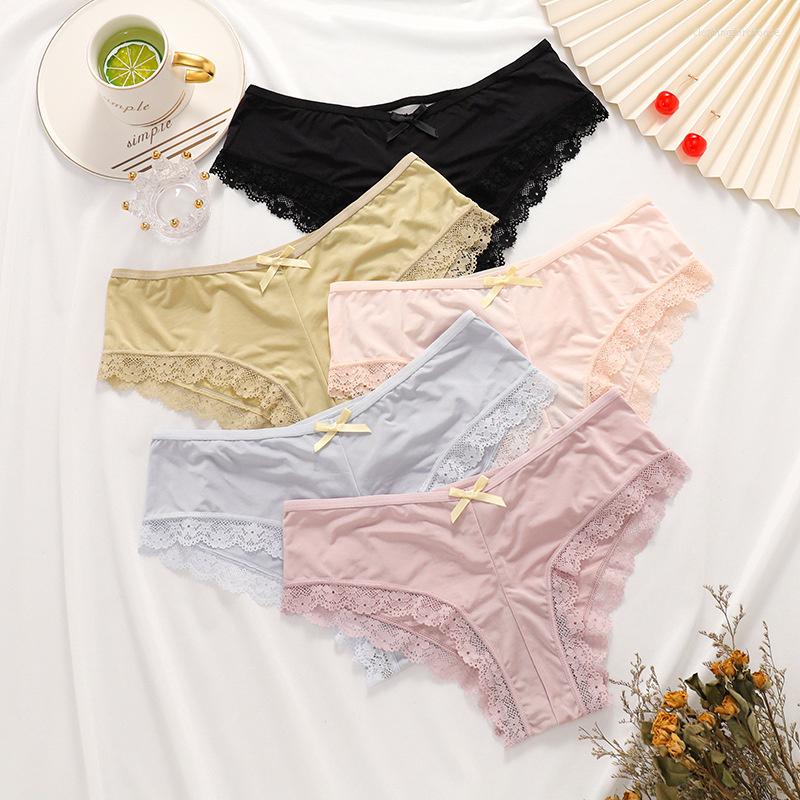 

Women' Panties Ice Silk Lace Hollow Out Sexy Women Soft Low Waist Sports Seamless Traceless Breathable Fitness Briefs Lingerie, Black