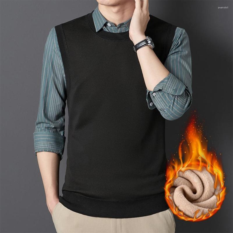 

Men's Sweaters Spring Sweater Vest Solid Color Pullover Warm Loose Anti-shrink Autumn For Daily Wear, Black