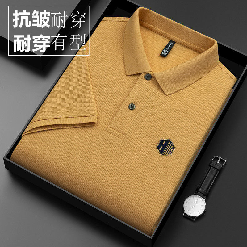 

Men's T-Shirts 100% Pure Cotton Polo Men Short Sleeve Polo Shirts Tshirts Embroidered Turn-down Collar Tops 230313, White