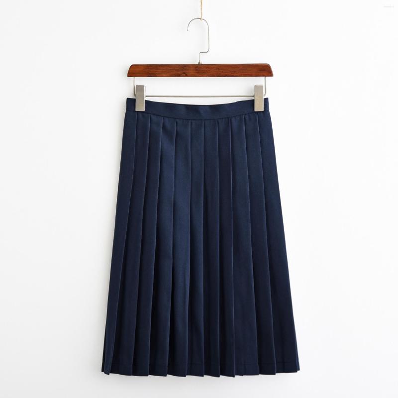 

Skirts Japanese College Style JK Uniform Mid Skirt Spring Autumn Female High Waist Pleated, Black