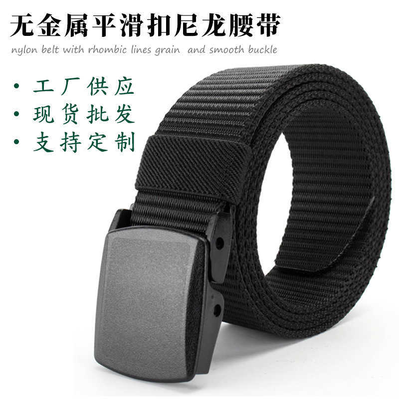 

Waist Chain Belts Buckles Men's Women's Creative nylon belt casual simple no metal buckle thickened canvas belt, Black