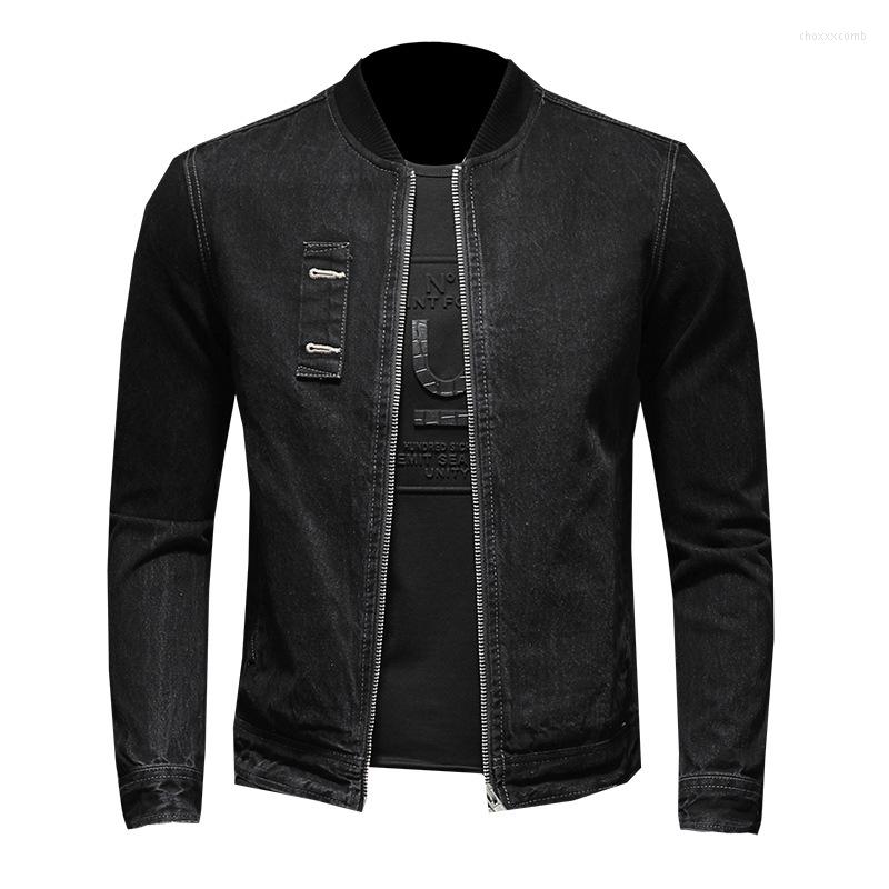 

Men's Jackets 2023 Mens Baseball Coat Jacket Business Casual Denim Jeans Spring Autumn Stand Collar Black Fashion For Men -4XL