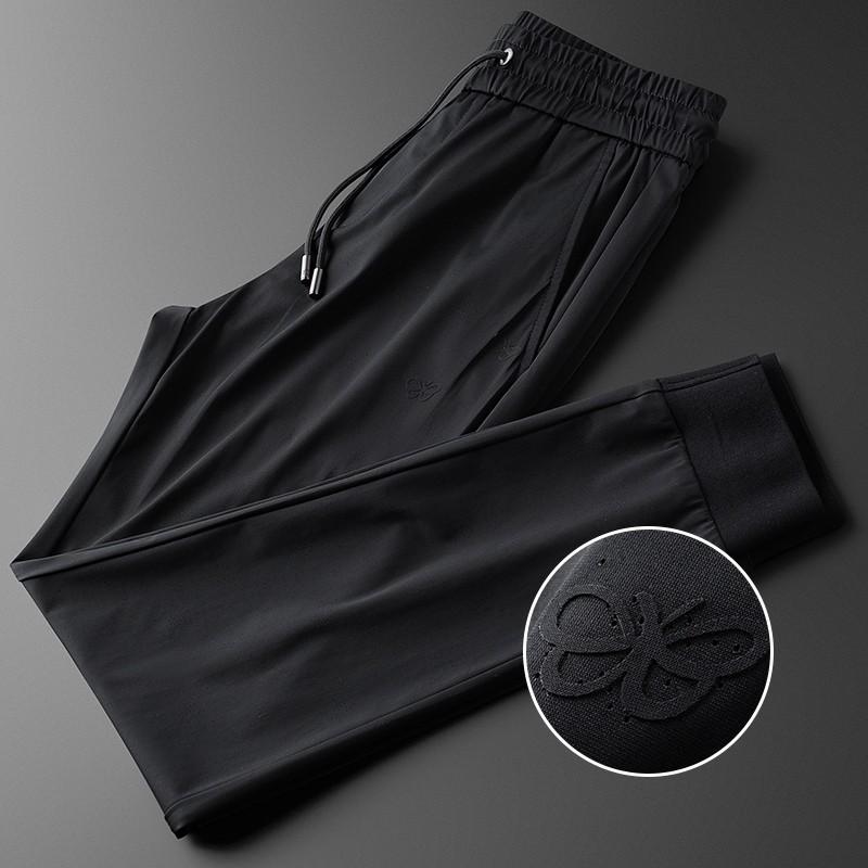 

Men's Pants Summer Thin Male Luxury Butterfly Pattern Sport Casual Trousers Fashion Slim Fit Elastic Waist Man 40, Black