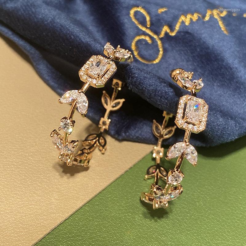 

Hoop Earrings Luxury Fashion Rhinestone Round Vintage Jewelry For Woman Party Gift