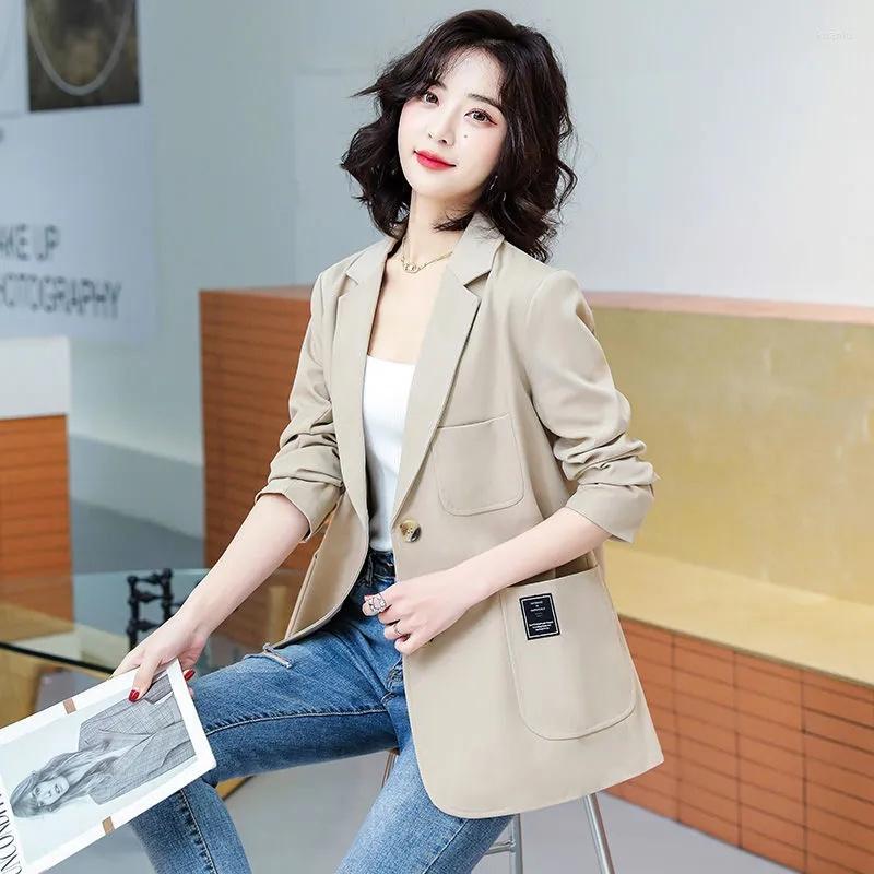 

Women's Suits 2023 Korean Blazer Suit Jacket Women Spring Autumn Long Sleeve Loose Single-breasted Blazers Female Casual Jackets Pl, Apricot