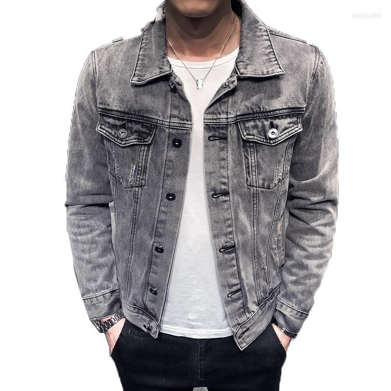 

Men's Jackets 2023 Denim Jacket Men Hole Retro Motorcyle Basic Coat Streetwear Hip Hop Bomber Cowboy Men's Jean Chaqueta Hombre, Blue