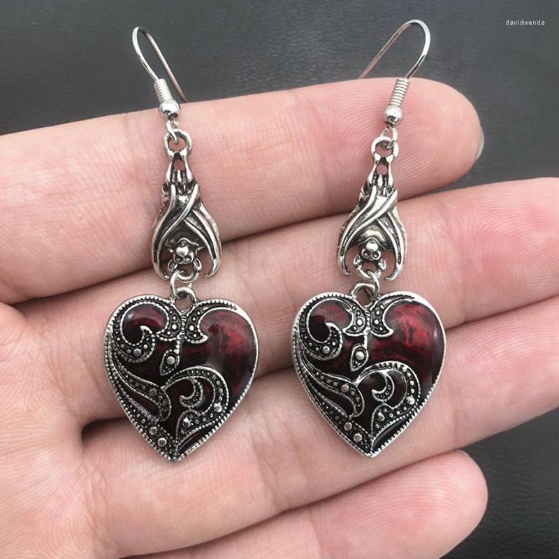 

Hoop Earrings Gothic Mysterious Jewelry Blood Rose Heart-shaped Angel Pendant Ladies Retro