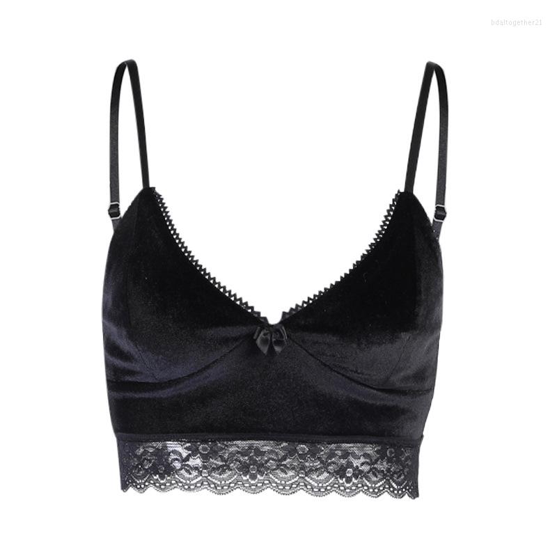 

Women's Tanks Black Women Vest Tank Tops Camisole Sexy Lace T-Shirts Streetwear Club Casual Sleeveless Femme Cropped