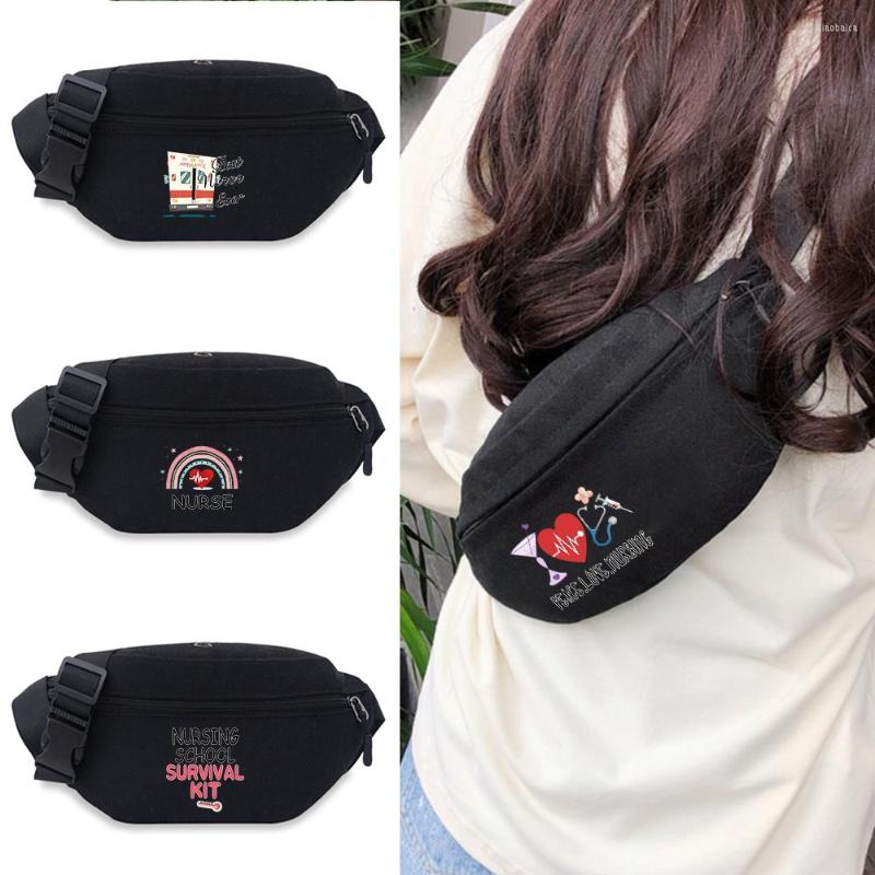 

Waist Bags Fanny Pack Teenager Outdoor Sports Running Cycling Bag Print Fashion Shoulder Belt Travel Phone Pouch, Black