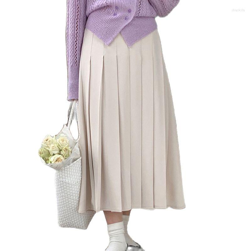 

Skirts Korean Fashion Girls Skirt Sell Pleated Women Elastic Waist, Apricot