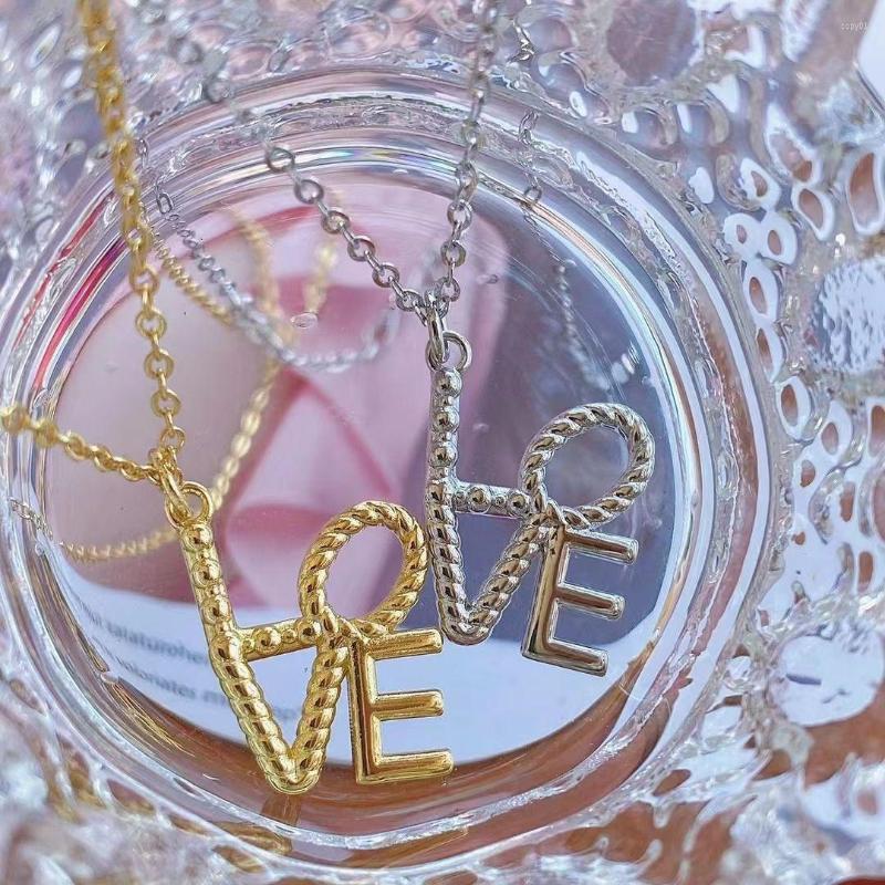 

Pendant Necklaces 5PCS Gold Silver Color Letter Charm Necklace Letters Charming LOVE For Women Girl Jewelry Gift