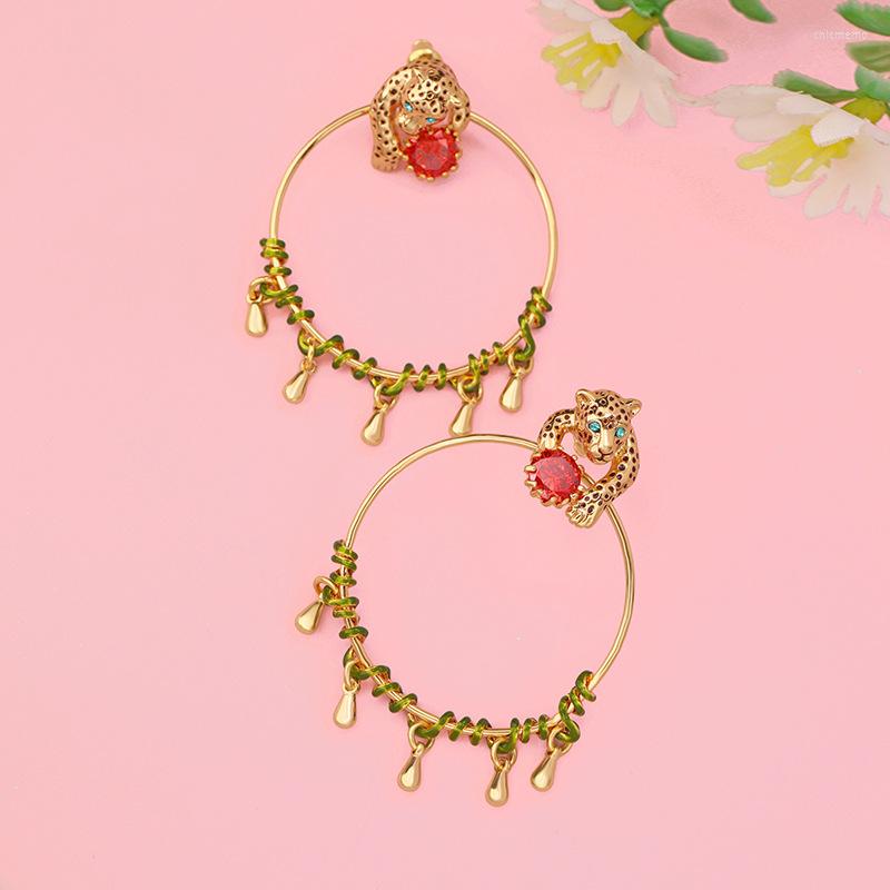 

Dangle Earrings Animal Collection Enamel Gemstone Stud