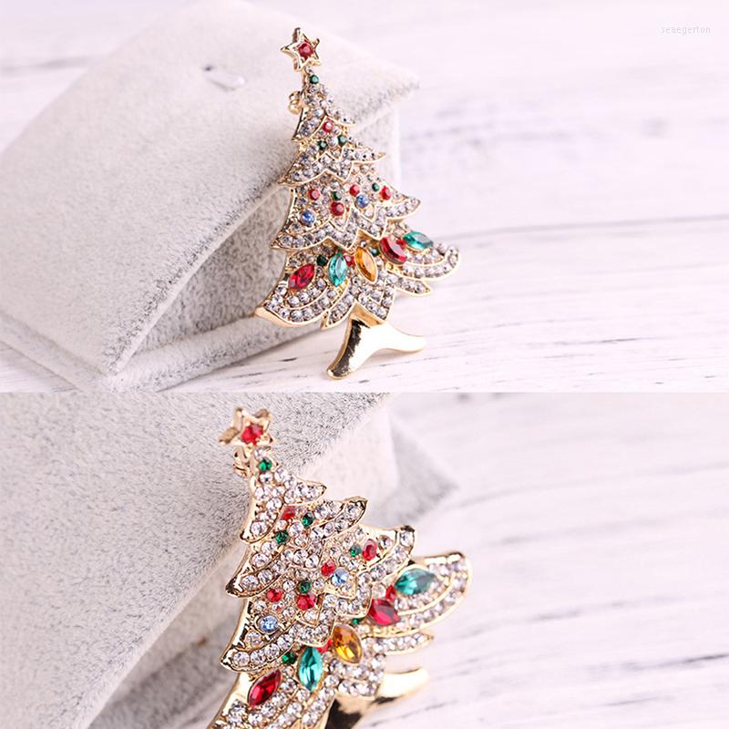 

Brooches Christmas Tree For Women Rhinestone Inlay Fashion Jewelry Festival Brooch Pins Good Gift Winter Coat Cap