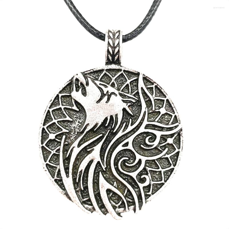 

Chains Nostalgia Viking Odin Raven Crow And Wolf Amulet Jewerly Norse Men Pendant Necklace Drop
