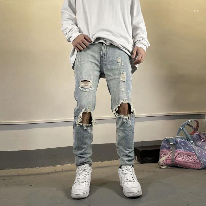 

Men' Jeans 2023 Hole Pants Casual Summer Autumn Male Ripped Skinny Trousers Slim Biker Outwears
