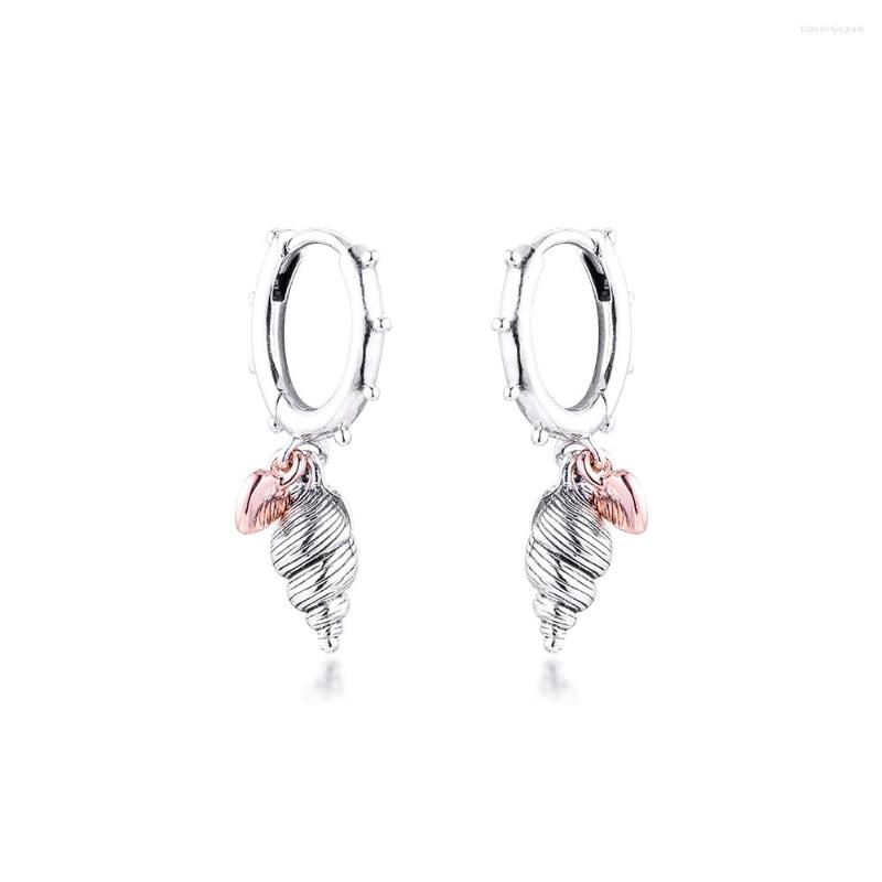 

Hoop Earrings Heart & Conch Shell Original 925 Sterling Silver Women Jewelry Fashion Girls Circle Party