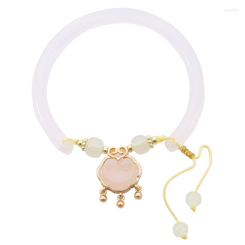 

Charm Bracelets Retro Safety Lock Bracelet Adjustable Auspicious Cloud Square Lotus Seed For Women
