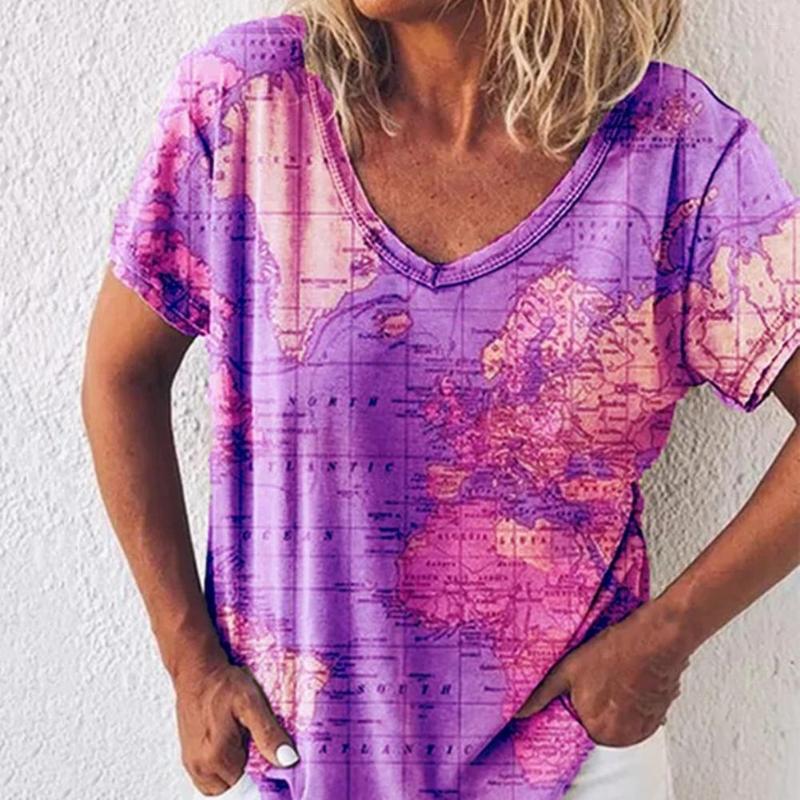 

Women' Blouses Summer Top Sweat Absorbing Women Blouse Printing T-shirt, Green