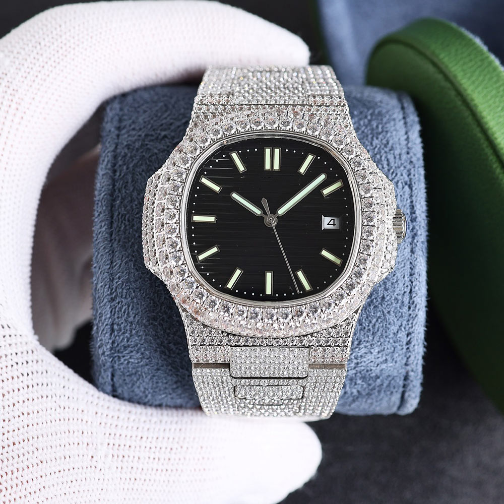 

Full Diamond Mens Watch Automatic Mechanical 8215 Movement Watches Business Wristwatch Sapphire Waterproof 50m Super Luminous 40mm Montre De Luxe, Colour 10