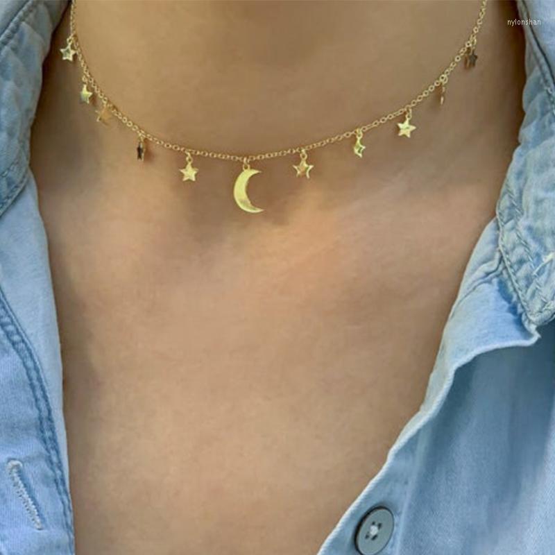 

Pendant Necklaces YC-UPGO Vintage Fashion Moon Star Sequin For Women 2023 Simple Female Necklace Jewelry Gift Wholesale