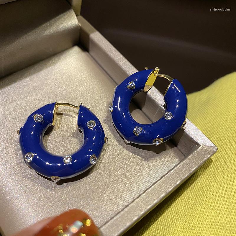 

Hoop Earrings Retro Court Baroque Blue Female Color High-end Temperament Simple Circle