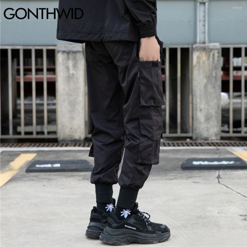 

Men's Pants Hip Hop Multi-Pockets Casual Streetwear Cargo Harem Joggers Mens Fashion Loose Baggy Punk Military Trousers, Black