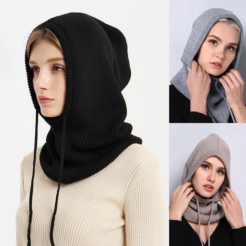 

Beanies Beanie/Skull Caps Women Hat Scarf Cashmere Wool Winter Thick Knitted Soft Warm Hooded Solid Color Ski Elastic Accessories1 Wend22