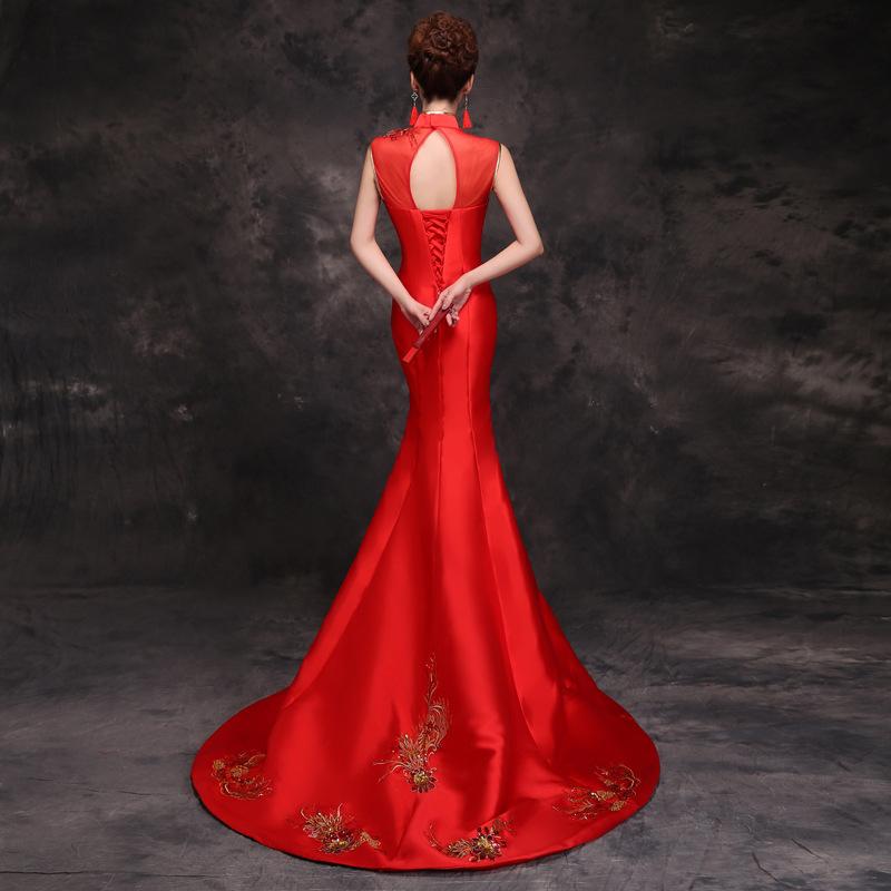 

Casual Dresses Party Cheongsam Oriental Women Maxi Dress Fashion Chinese Style Elegant Long Qipao Luxury Trailing Robe Vestido -XXLCasual, Red