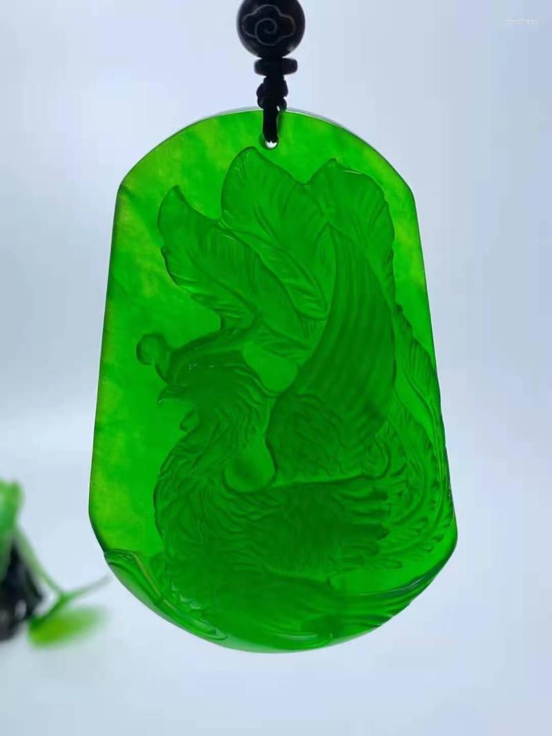 

Pendant Necklaces Natural Jade Class A High Phoenix Jadeite Green Necklace Pendants Jewelry Women Men