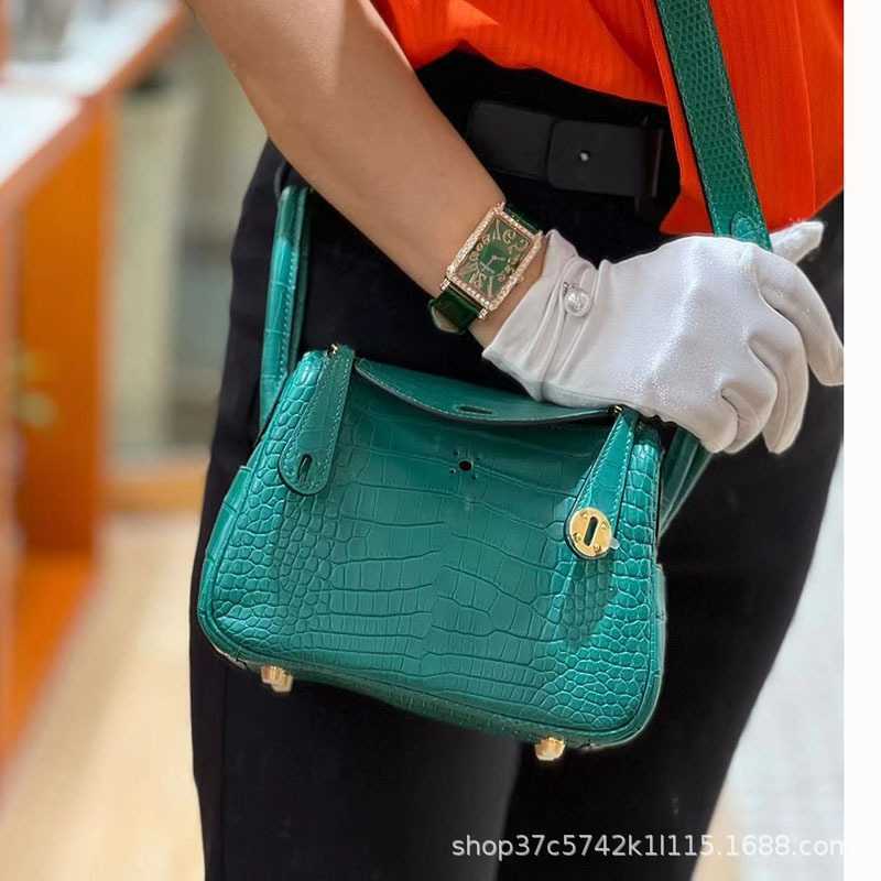

Lindys Bags bags American Crocodile Leather Women's Bag 18 Mini 26 All Handmade Nile One Shoulder Crossbody Handheld mini Small Premium ayw 7GK8, Malachite green