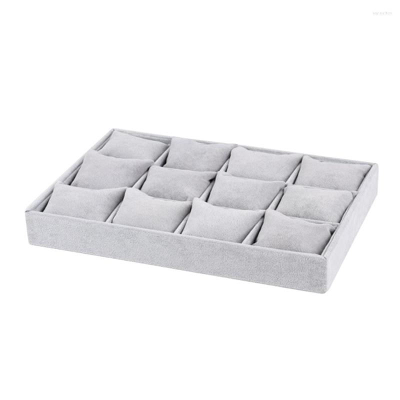 

Jewelry Pouches Earrings Storage Protective Stylish Necklace Ring Box 12 Grid Desktop Bedroom Display Holder Organizer Dustproof