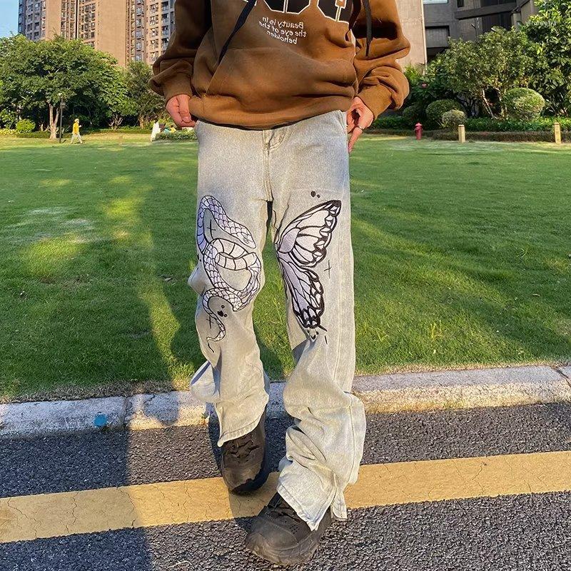 

Men' Jeans Y2K Embroidery Wide Leg Men Straight Washed Harajuku Hip Hop Loose Denim Trousers Streetwear 2023 Spring Casual Jean Pant, 769 blue