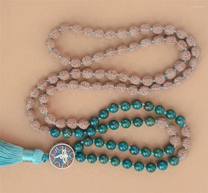 

Chains 8mm Rudraksha 108 Beads Tassel Knotted Necklace Elegant Classic Fancy Cuff Yoga Chakra Buddhism Lucky Bracelet