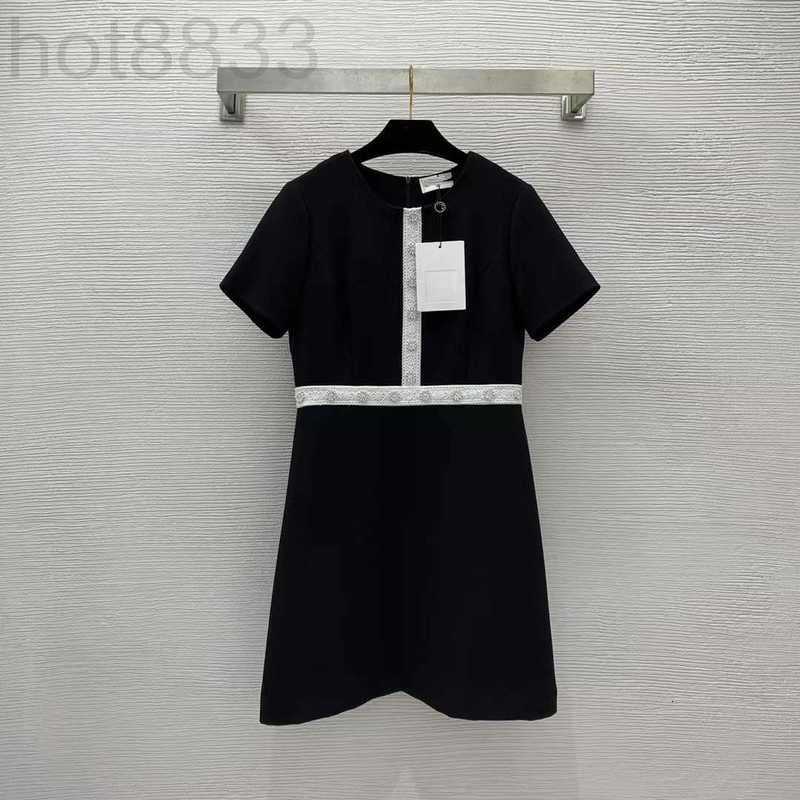 

Runway Dresses Designer Milan 2023 Spring Summer o Neck Short Sleeve Fashion Brand Same Style Womens 1BO9, Picture color