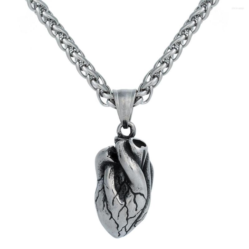 

Pendant Necklaces LANGHONG 1pcs Heart Necklace For Men Stainless Steel Punk Talisman Jewelry