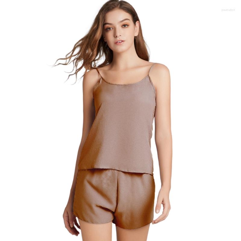 

Women's Sleepwear Null Womens 2 Pieces Pajamas Set Sleeveless Camisole Tank Top And Shorts Solid Color Scoop Neck Casual Lingerie, Gn