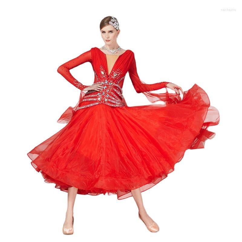 

Stage Wear B-17137 Red Women Ballroom Waltz Dress Rumba Costumes Standard Smooth Dance Dresses Social For Sale, Picture shown