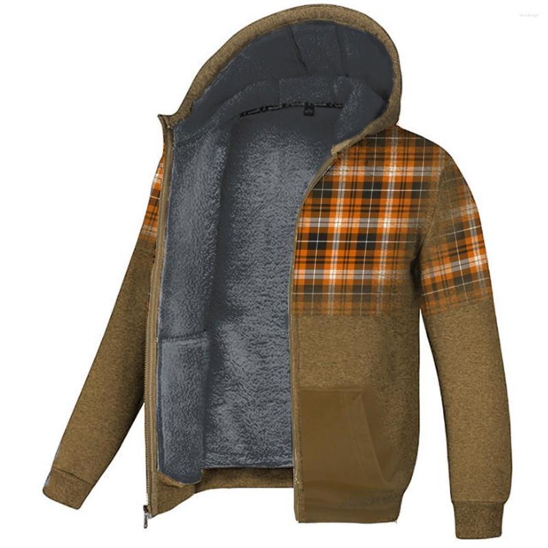 

Men's Jackets Versatile Loose Plush Thickened Zipper Coat 2023 Personalized Solid Color Jacket Men's Hooded Cotton Sweater Clothing