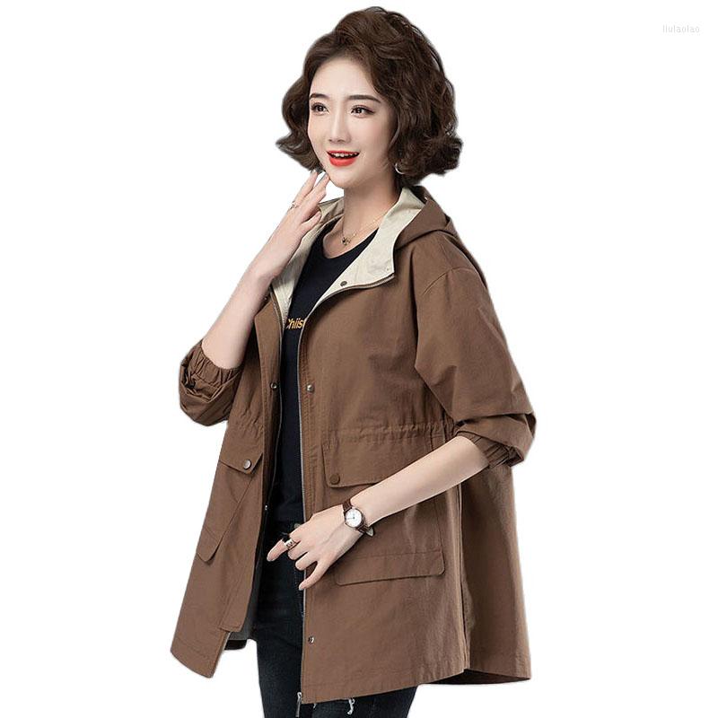 

Women's Trench Coats 2023 Fashion Autumn Women Coat Mid-long Windbreaker Female Outerwear Loose Long Sleeve Casual Ladies Overcoat Tops, Red