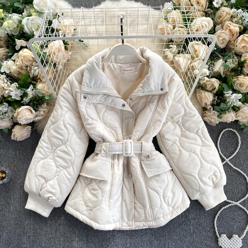 

Women's Trench Coats Female Korean Winter Clothes Thickened Warmth Adjustable Waist Short Jacket 2023 Women's Apricot Coat