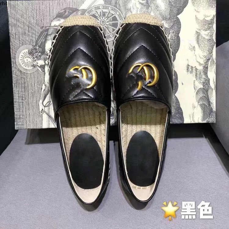 

New Luxury Brand Design Goat Leather Woman Espadrilles Classical High Quality Slip On Loafers Comfortable Flat Fisherman Shoes mkjklip rh4000002