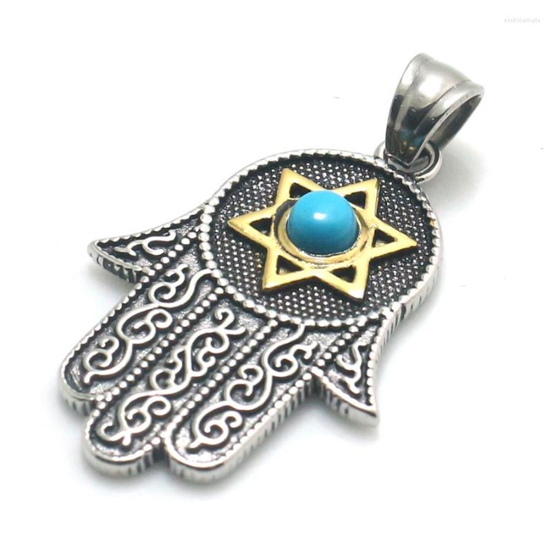 

Pendant Necklaces 316L Stainless Steel Cool Star Palm Hand Stone