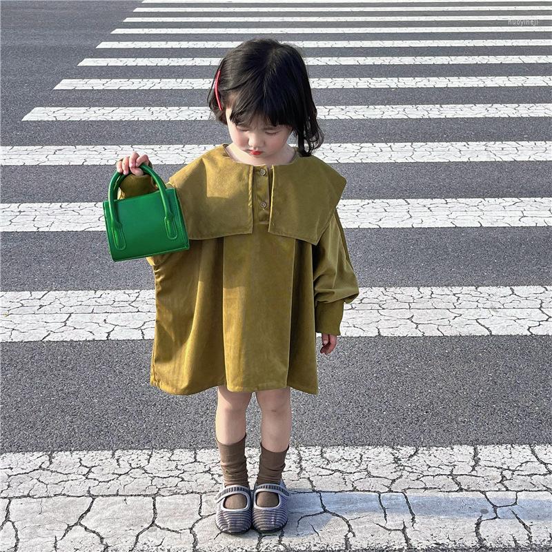 

Girl Dresses Big Square Collar Kids Spring Dress Toddler Girls Clothing Casual Aline Tutu Baby Playing Clothes 1-7Yrs
