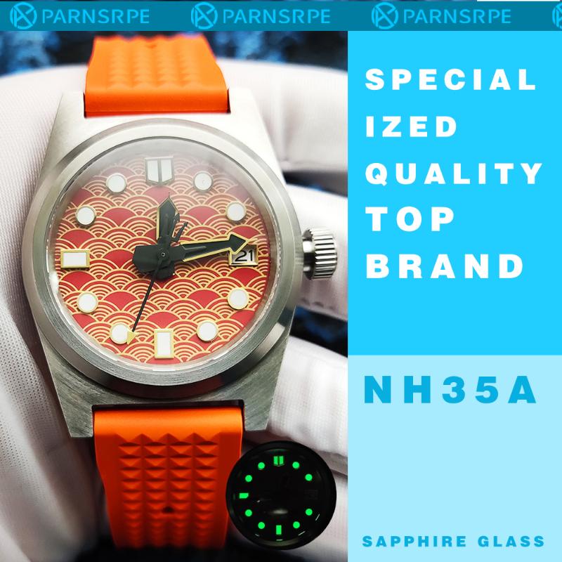 

Wristwatches 38mm Men's Watch NH35A Automatic Mechanical Water Resistant 316L Brushed Stainless Steel Diver's Sapphire Glass ScrewsW, Multicolor